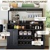 Coffee Bar Cabinet with 5 Hooks, Buffet Cabinet with Power Outlets, Goblet Holder, Sideboard Cabinet with Wine Rack Cabinet for Kitchen & Living Room - 2 of 4