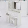 NicBex 29.2"/37"/41" Vanity Desk with Touch Control LED Mirror,Makeup Vanity Set with Stool,Multi Layer Storage Vanity Table with Adjustable LED - 2 of 4