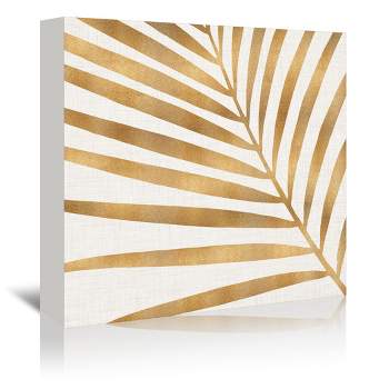 Americanflat Botanical Gold Palm Leaf By Modern Tropical Wrapped Canvas
