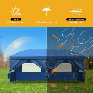Gulches 10x20 Pop Up Canopy with Sidewalls, Outdoor Canopy Tent Heavy Duty for Backyard, Wedding Party Tent for Parties with Wheeled Bag (Blue) - 1 of 4