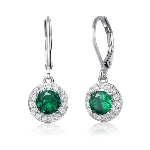 Elegant Halo Leverback Dangle Earrings with a Sparkling Design for a Timeless and Refined Look - 1 of 3