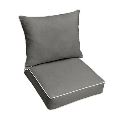 Sunbrella Outdoor Seat Cushion Gray/Ivory