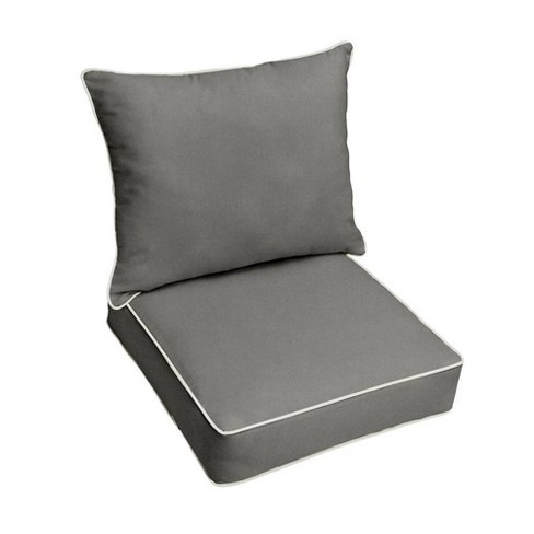 Sunbrella 2pc Outdoor Deep Seat Pillow And Cushion Set Silver Gray : Target