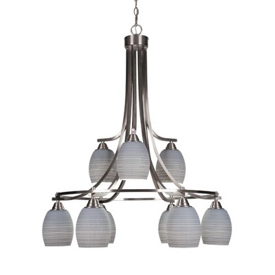 Toltec Lighting Paramount 9 - Light Chandelier in  Brushed Nickel with 5" Gray Matrix Shade