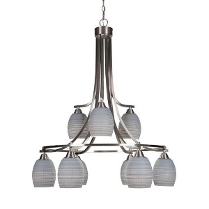 Toltec Lighting Paramount 9 - Light Chandelier in  Brushed Nickel with 5" Gray Matrix Shade - 1 of 1