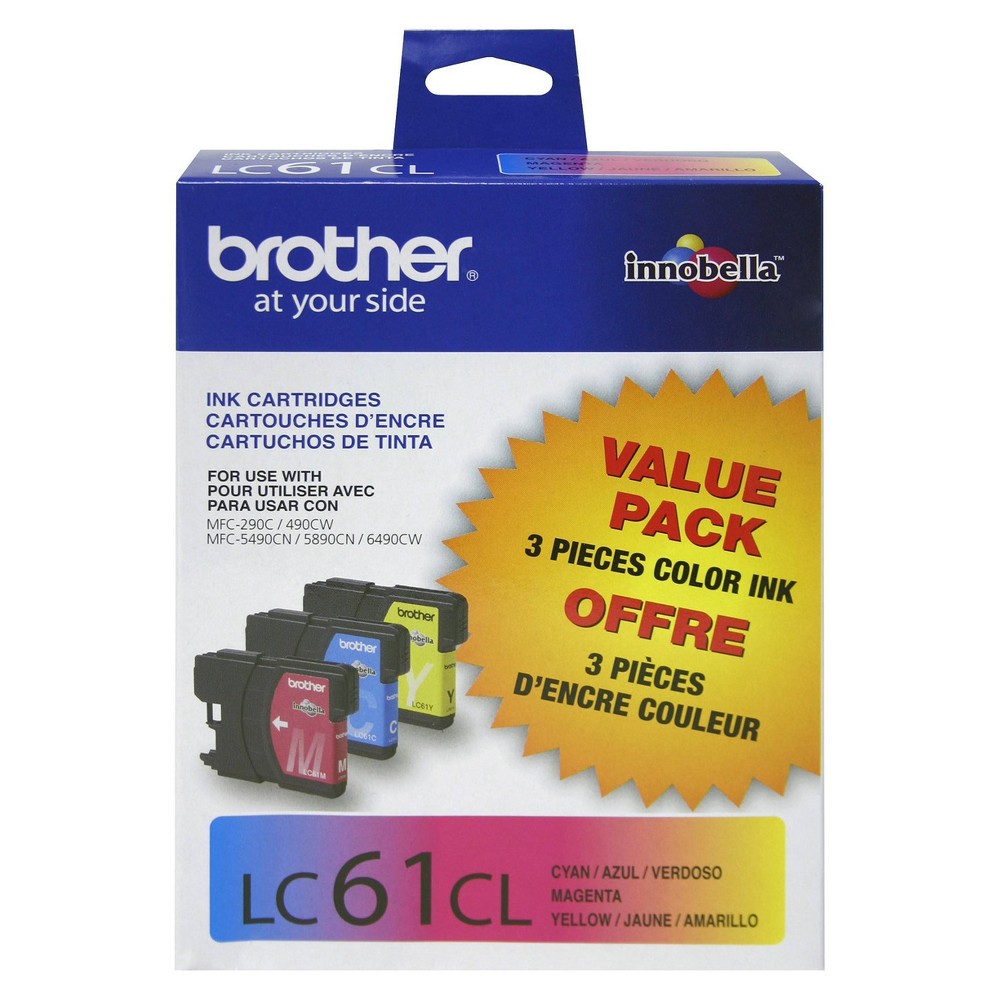 UPC 012502542544 product image for Brother LC61 C/M/Y 3pk Ink Cartridge - Cyan, Magenta, Yellow (LC613PKC) | upcitemdb.com