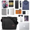 Messenger Bag for Men Women, 13 Inches Laptop Satchel Bags, Canvas Shoulder Bag with Bottle Pocket, Black - 4 of 4