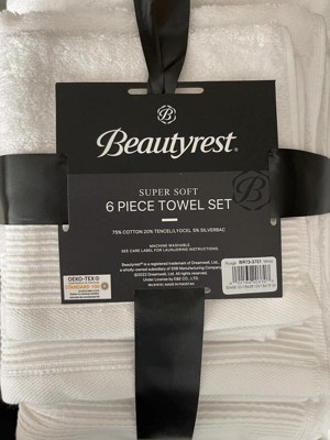 Beautyrest - Nuage Cotton Tencel Blend Antimicrobial 6 Piece Towel Set - White
