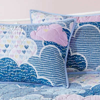 Whimsical Blue Cotton Reversible Kids Daybed Set