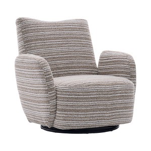 Lyngins Swivel Accent Chairs with Sand-rimmed Fabric,Upholstered Swivel Reading Chairs,Striped Boucle Sofa Chairs for Bedroom,Living Room - 1 of 4