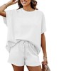 Women’s 2 Piece Lounge Set with Oversized Top and Drawstring Shorts White Medium - 2 of 4