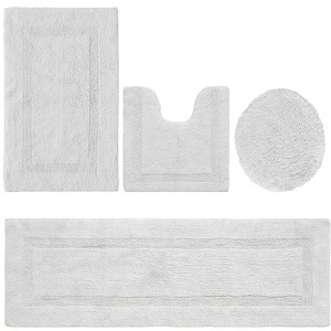 Lux Premium 100% Cotton Tufted Solid Reversible 4 Piece Bath Rug Set – Ultra-Soft, Water-Absorbent, Durable, Machine Washable Bathroom Rug - 1 of 4