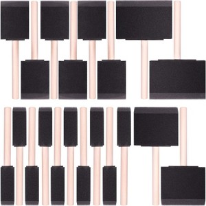 20-Piece Foam Brush Set – Flat Flexible Bevel-Tip Brushes with Wooden Handles for Paint, Stain, Varnish, Enamel, Latex & Crafts on Smooth Surfaces - 1 of 4