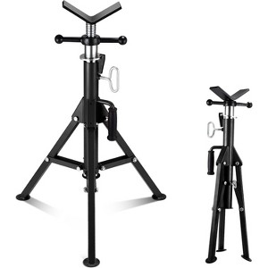 COZONY V-Head Pipe Jack Stand, 2500LB Capacity, Adjustable Height 28"-52", Steel with Folding Legs, Portable Tripod for Welding & Pipe Threading - 1 of 4