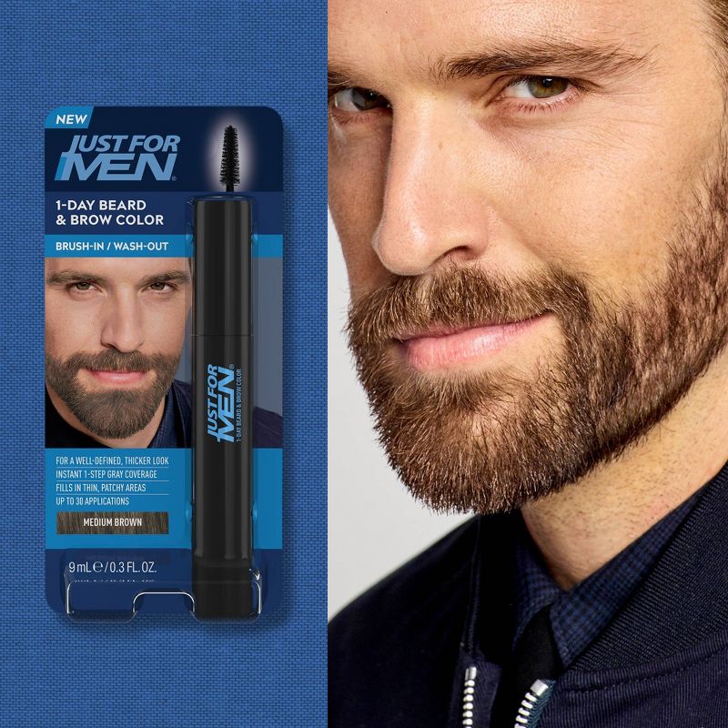 Just For Men 1-Day Temporary Beard & Brow Color, Up to 30 Applications - 0.3 fl oz, 4 of 10