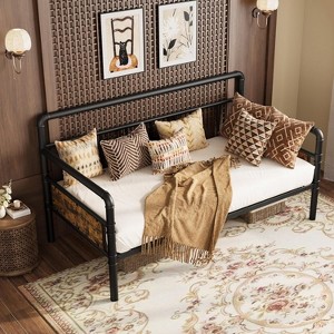 Twin Size Daybed Frame with Headboard - Sturdy Metal & MDF Sofa Bed for Living Room, Bedroom or Guest Room, Easy Assembly - 1 of 4