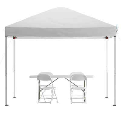Flash Furniture Portable Tailgate/Event Tent Set - 10'x10' Pop Up Canopy Tent, 6-Foot Bi-Fold Table, Set of 4 Folding Chairs