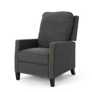 Cecelia Traditional Press-Back Recliner Dark Gray - Christopher Knight Home: Upholstered, Polyester, Wood Frame - 1 of 4