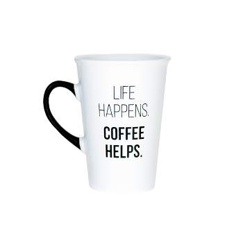 Amici Home Life Happens Coffee Helps Ceramic Coffee Mug, Microwave Safe & Dishwasher Safe,20-Ounce