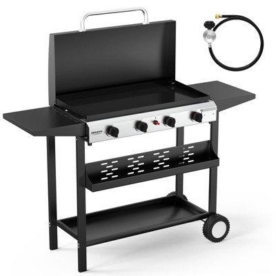ROVSUN 2-4 Burner Propane Gas Griddle with Ignition and Regulator, 20000-40000BTU Potatble Grill for Backyard Patio Outdoor Cooking BBQ