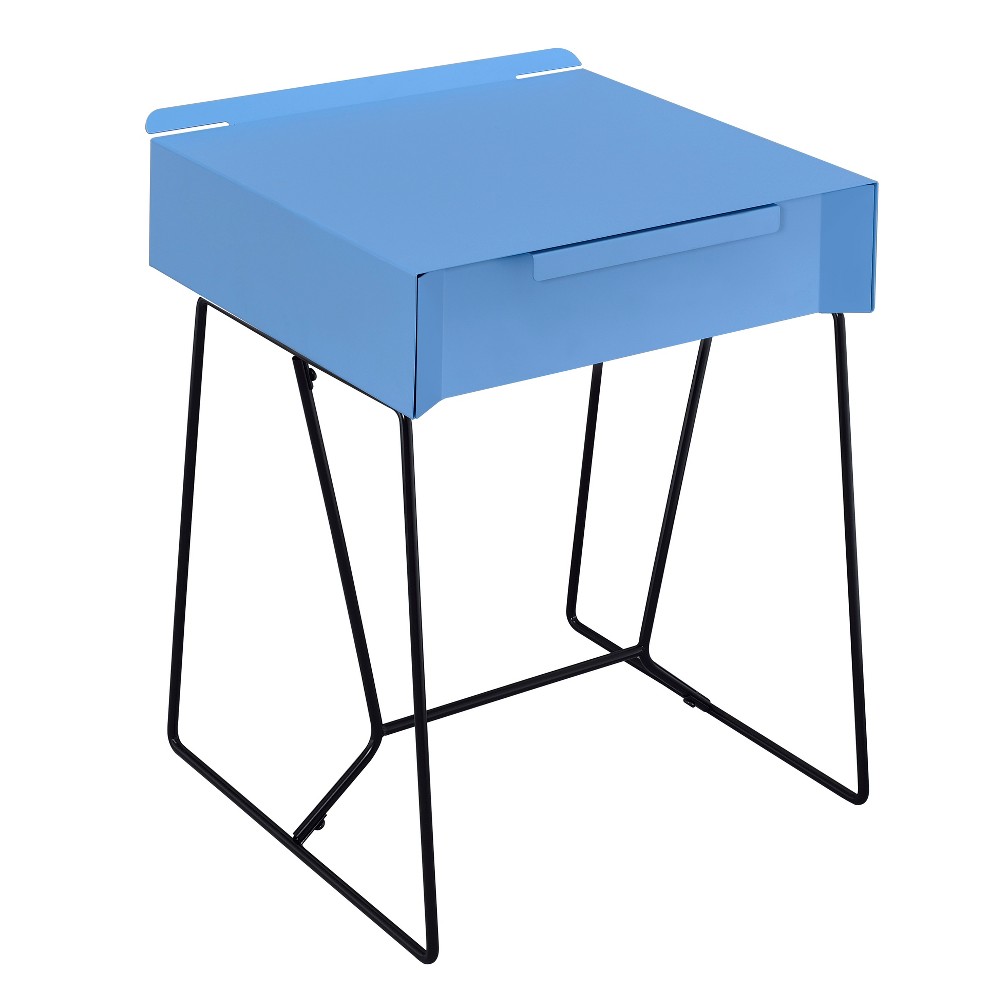 Loftis Modern Style Side Table Blue - HOMES: Inside + Out: Geometric Metal Base, Rectangular Top