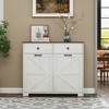 KTMBDW Double Tilt Out Trash Cabinet 20 Gallon Wooden Free Standing Laundry Sorter Cabine,Recycling Cabine with Hideaway Drawer, White - 2 of 4