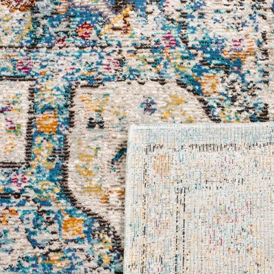 Elysian Distressed Cream/Red Square Wool Blend Area Rug - 6'5" x 6'5"