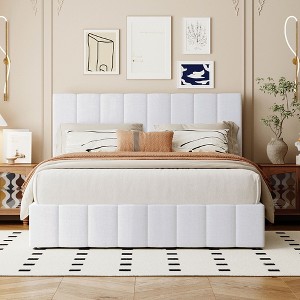 KTMBDW Full/Queen Size Lift Up Storage Bed, Modern Upholstered Headboard, Hydraulic Support, No Box Spring Needed - 1 of 4