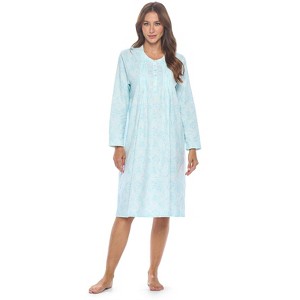 Casual Nights Women's Flannel Floral Long Sleeve Nightgown - 1 of 4