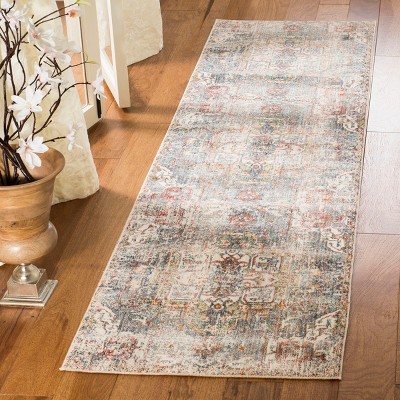 Gray Floral Motif Synthetic Runner Rug, 2'2" x 8'