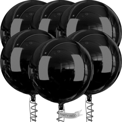 PartyWoo Foil Balloons Black Round 32 Inch 6 pcs