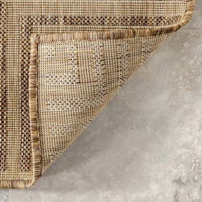 Casual Elegance Light Brown Stripe Indoor/Outdoor Square Rug