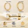 14K Gold Flat Back Earrings Set - 316L Surgical Steel CZ & Ball Studs for Cartilage, Unisex - 3 of 4