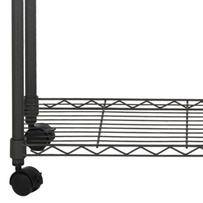 Black Chrome Wire Double Rod Portable Clothes Rack