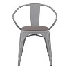 Emma and Oliver Metal Indoor-Outdoor Stacking Chair with Vertical Slat Back, Arms and All-Weather Polystyrene Seat - 3 of 4