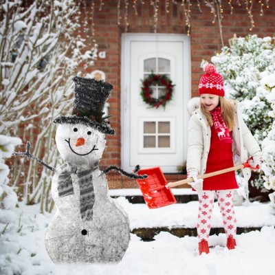 Syemin Decorative Holiday Scene Props Christmas Snowman Decoration Snowman Indoor Outdoor Garden Decoration Scarf Christmas, White, 15.2"*15.2"*32.3"
