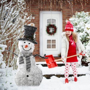 Syemin Decorative Holiday Scene Props Christmas Snowman Decoration Snowman Indoor Outdoor Garden Decoration Scarf Christmas, White, 15.2"*15.2"*32.3" - 1 of 4