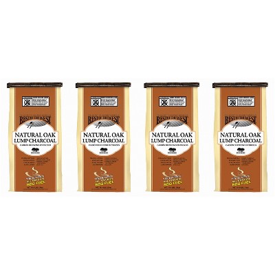 Best of the West All Natural Oak Hard Lump Charcoal for Outdoor Barbecue Grill Cooking, 15.4 Pound Bag (4 Pack)