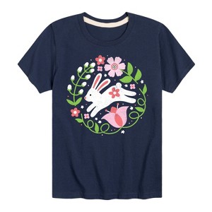 Boys' - Instant Message - Scandinavian Bunny With Flowers Short Sleeve Graphic T-Shirt - 1 of 4