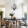 DORESshop 4-Light Matte Black Pendant Chandelier with Crystal Iron Frame for Dining Rooms Foyers - 3 of 4