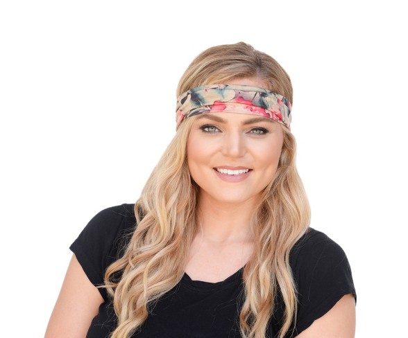 Pink Pewter Floral Microfiber Yoga Headband