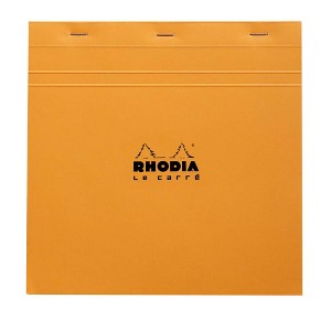 Rhodia Staplebound Notepad - Graph 80 sheets - 8 1/4 x 8 1/4 - Orange cover - 1 of 3