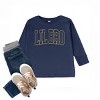 The Juniper Shop Lil Bro Varsity Outline Toddler Long Sleeve Tee - 3T - Navy - 2 of 4