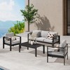 Aluminum Outdoor 2 Pcs Sofa Patio Couch, All-Weather Metal Outdoor Couch with 5" Thick and Soft - 2 of 4