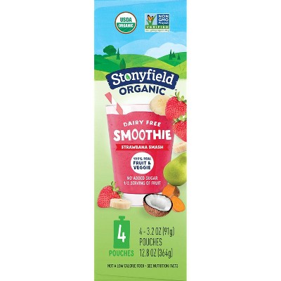 Stonyfield Organic Strawbana Smash Kids&#39; Dairy Free Smoothie - 4ct/3.2oz Pouches_2