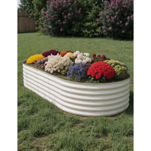 2 Pack Raised Garden Bed Kit, Galvanized Planter Garden Boxes Outdoor, Oval Large Metal Garden Bed for Vegetables Flowers - 1 of 4