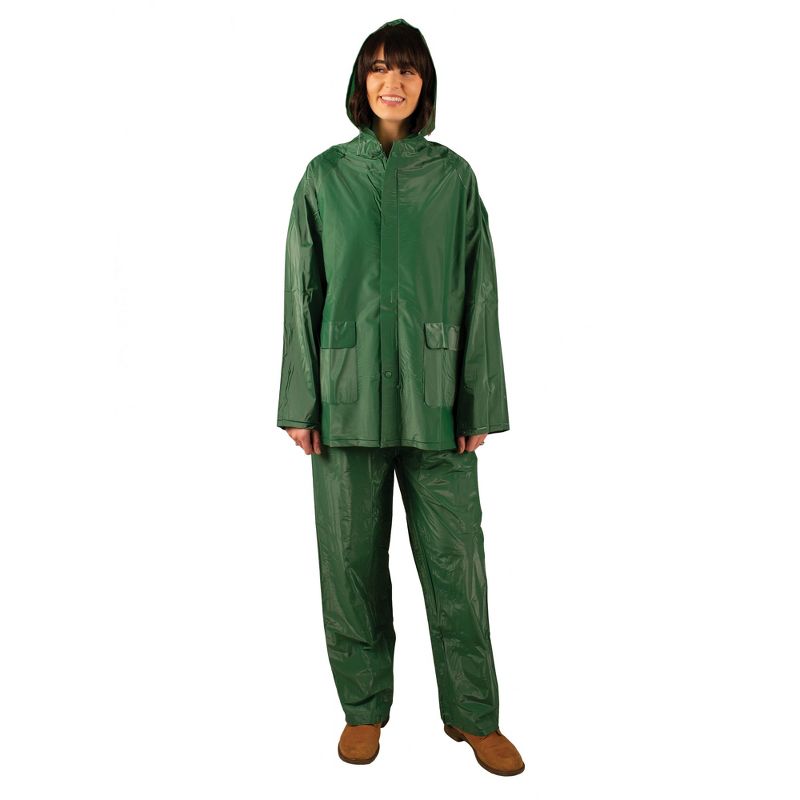 Stansport 2 Piece Laminated Industrial .2mm Thick Rainsuit Green, 2 of 8