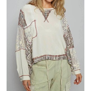 Women's Floral Contrast Top - POL - 1 of 4