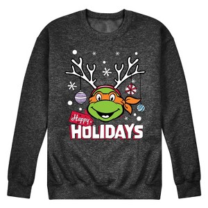 Men's - Teenage Mutant Ninja Turtles - Happy Holidays Graphic Fleece Sweatshirt - 1 of 4