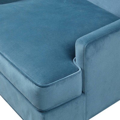 Anna Blue Velvet Club Accent Chair with Tapered Legs